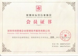 2020年玩具行業(yè)協(xié)會會員證書